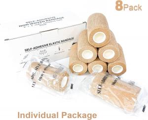 China Beige-Self Adhesive Cohesive Bandage Wrap, Self Adherant Non-Woven Wrap Rolls, Atheletic Tape For Wrist, Ankle, Hand on sale