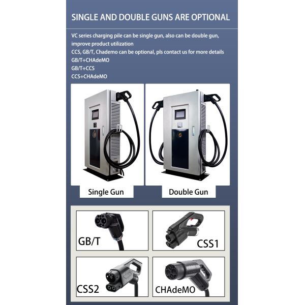 Electric Charging Stations 380VAC ± 15% Nominal Input Voltage Super Fast EV Charger with CHAdeMO CCS GBT Connectors