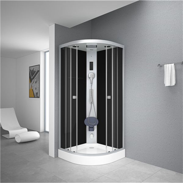 With Electronic computer panel Circle Quadrant Shower Cabin with white acrylic tray and roof