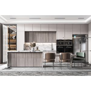 China Modern Matt Gray Modular Kitchen Cabinet for Apartments on sale