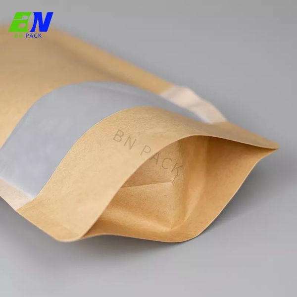 Plain Stand Up Resealable Without Print White Brwon Kraft Paper Bags