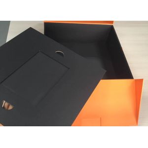 Cardboard Book Shaped Box Orange Colored Top Printed With Black Partition