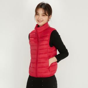 Wholesale Zipper Up Stand Collar Plus Size Premium 90% White Duck Down Vest