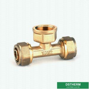 Equal Threaded Tee Pex Fittings Brass Color ISO Standard Customized Designs And