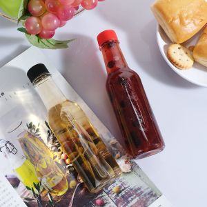 Cylinder Hot Sauce Bottles 5oz with Caps and Dripper Inserts Woozy Glass Bottle