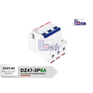 6 Amp 3p Circuit Breaker / Shockproof Plastic Electrical Circuit Breaker