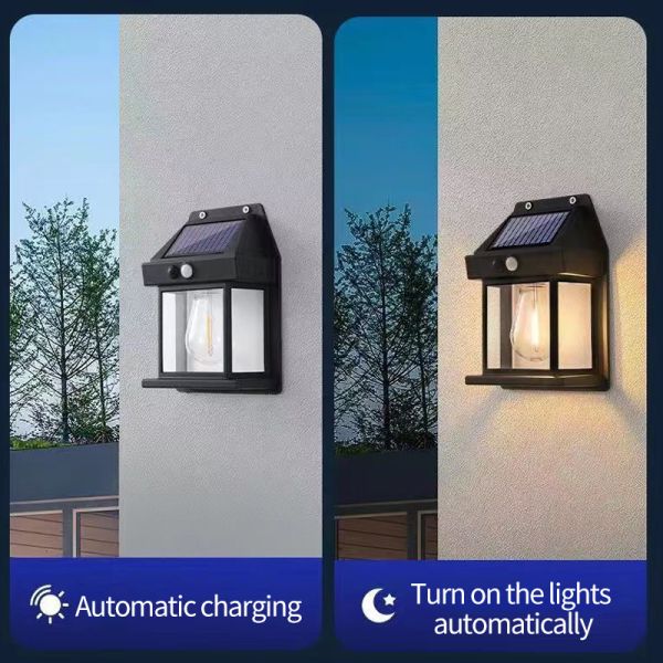 Double Light Source Adjustable Solar Charging Wall Led Light with 8m Sensing Distance