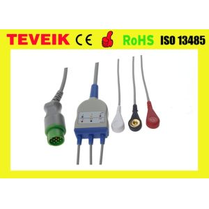 China Bruker One Piece  3 Leads ECG Cable Snap AHA With One Year Warranty on sale