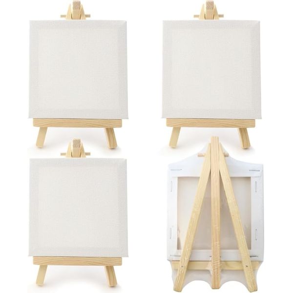 10x10cm Mini Canvas Board Sets With Easel For Painting , Art Stretched Canvas
