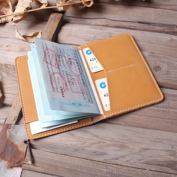 Crazy Horse Leather Travel Passport Holder with RFID Protection and Credit Card Slot
