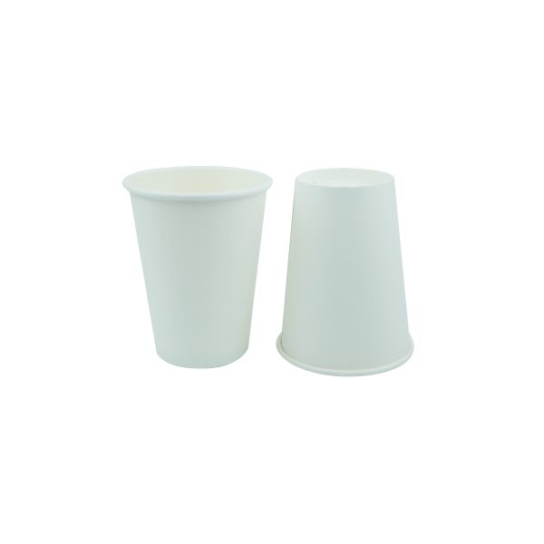 Plain White Coffee Paper Cups 12oz Large Size With Indebted Bottom Design