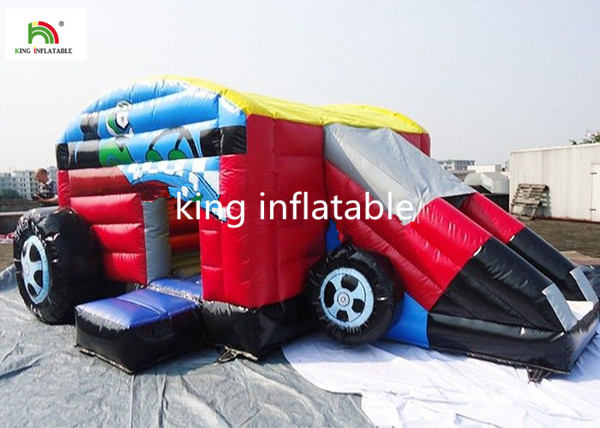 Car Style Inflatable Jumping Castle With Step For Boys Customized Size