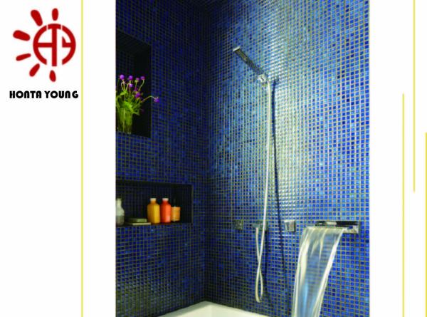 HTY - TC 300 300*300 Best Selling Glass Mosaic Rhombus Blue Wall Tile for Wall Designs
