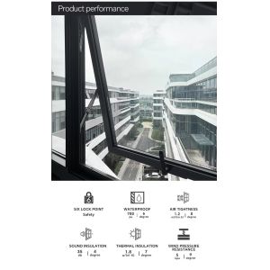 Hurricane Proof Vertical Opening Window Aluminium Chain Winder Awning Window
