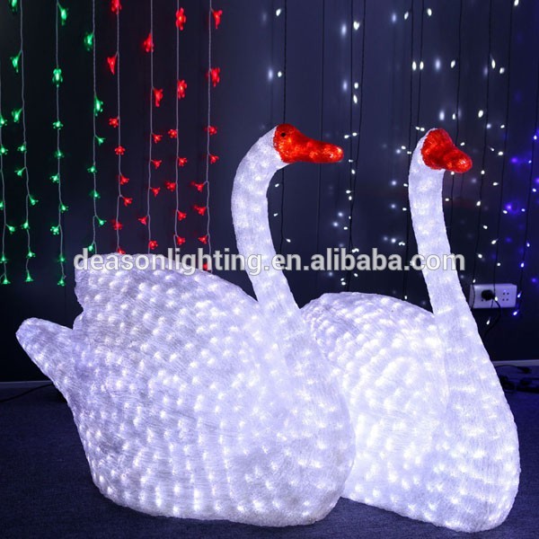 lighted swan for outdoor decoration