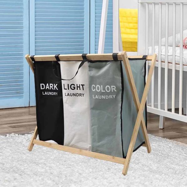 Thickened Foldable Laundry Hamper Organizer , Durable Bamboo Frame Laundry