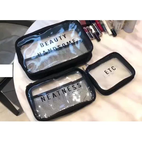 Quality 3 Pieces 28x19x5CM Transparent Pvc Bag Custom Printing OEM / ODM Service for sale