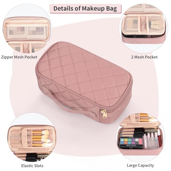 Portable Pink Cute Small Makeup Brush Organizer Custom Travel Bag With Compartment