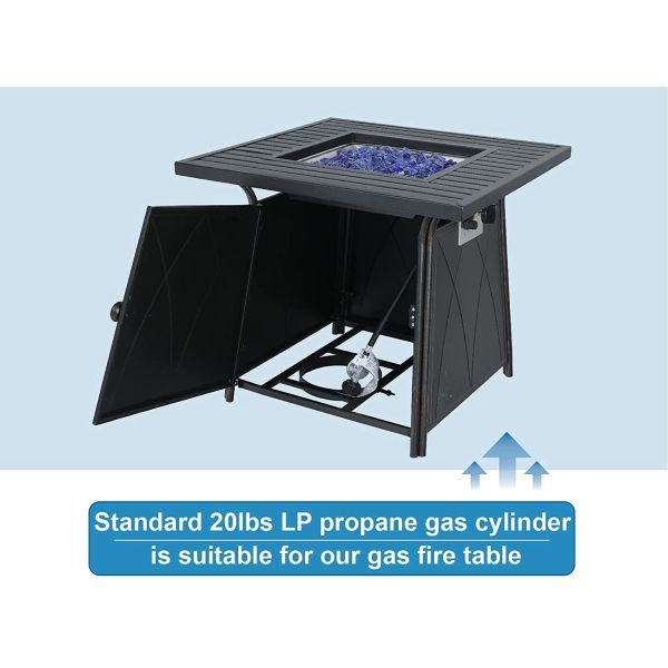 50000 BTU Classical Square Fire Pit Dining Table Outdoor Warming