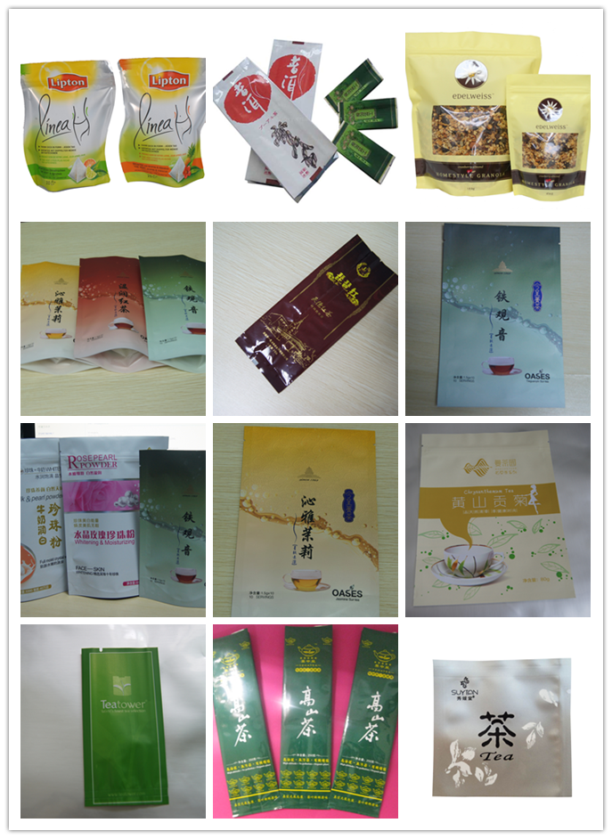 Flat Aluminum Foil Tea Bags Packaging With Zipper And Tear Notch For Chrysanthemum Matt