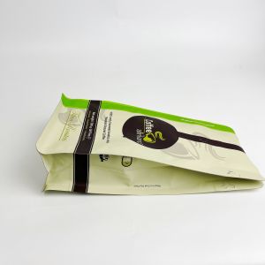 Custom Printed Laminated Flat Bottom Coffee Bean Pouch With Valve