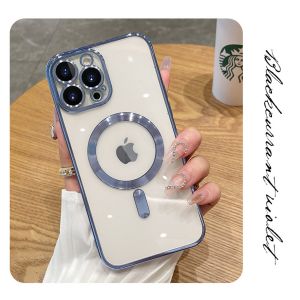 Clear Magnetic TPU Magsafe Phone Case Camera Lens Protector Shockproof For