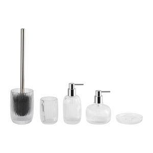 Buy cheap Ribbed Clear Bathroom Toilet Accessories Set 5pcs Pumpkin Style Lotion Pump from wholesalers