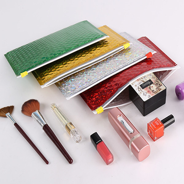 Secure Zipper Closure Metallic Bubble Zipper Bag With Multi-Size And Multi-Purpose