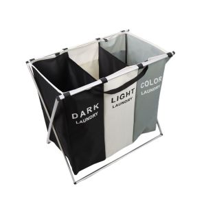 Lightweight Durable Collapsible Laundry Hamper Dirty Clothes Three Section ODM