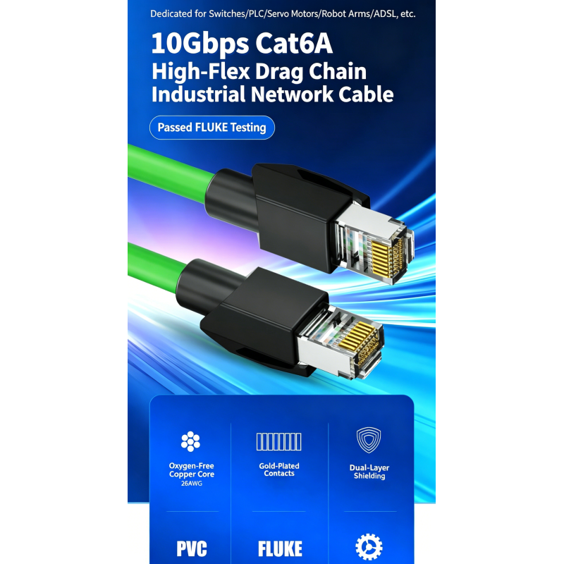 Flexible Ethernet RJ45 to M12 D-Coded Profinet Cable PUR Shielded Low MOQ
