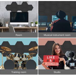 12" X 10" X 0.4" Hexagonal Design Self Adhesive Acoustic Panels Flame Resistant
