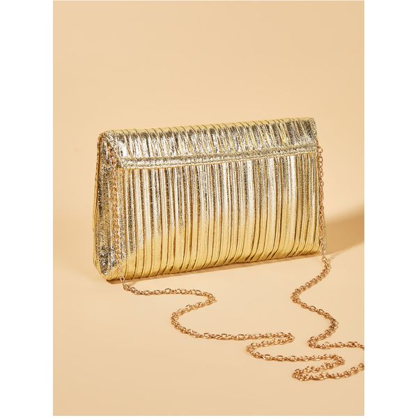 Others Pattern Type Simple and Elegant Solid Color Striped Wedding Evening Clutch Bag