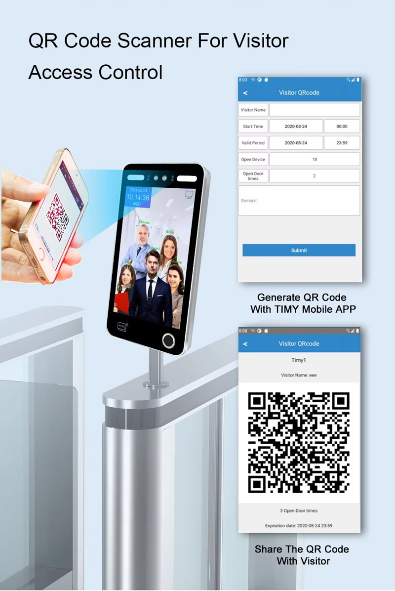 10.1 Inch Touch Screen Biometric Web Api Face Recognition Terminal Access Control System