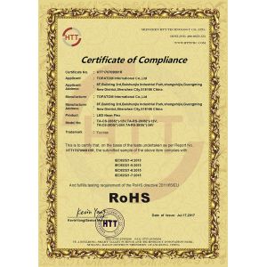 Shenzhen Vasten lighting Co.,ltd Certifications