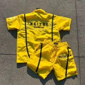 Custom Windbreaker Buttons Polyester Nylon Polo Shirt 2 Piece Set Shorts Jogging