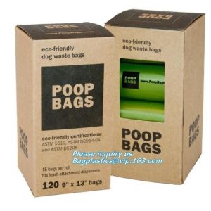 Customized Compostable Green Dog Poop Bag, biodegradable and compostable zero