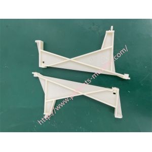 A pair of white plastic GE Mac1200ST electrocardiograph display poles