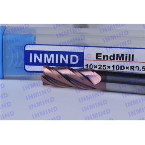 10mm/12mm Corner Radius end mill upto HRC65 4 Flute high hardness R0.5 Corner