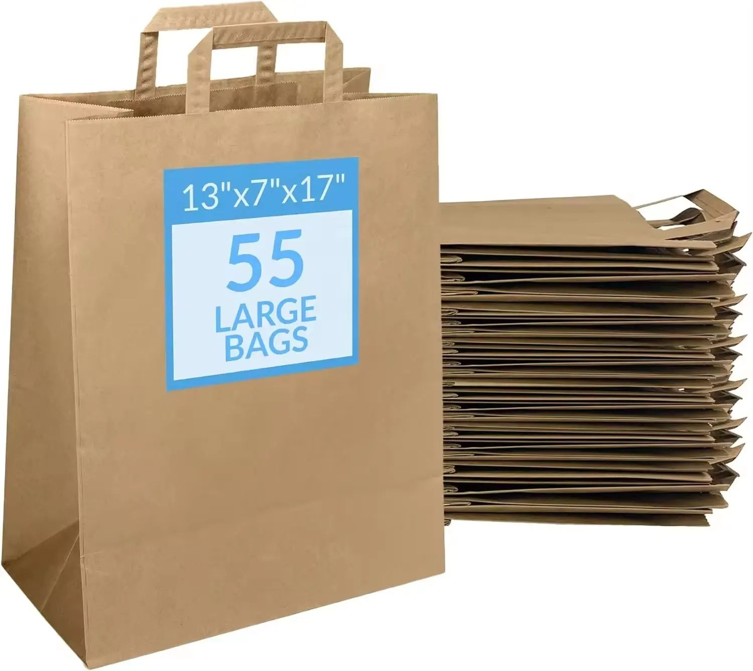 Custom Printing Logo Kraft Paper Bag Recyclable Eco-Friendly Reinforced Handle