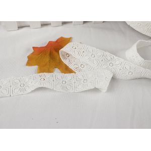 Chemical Solubility Polyester Lace Trim With Concise Quadrate Flower Design