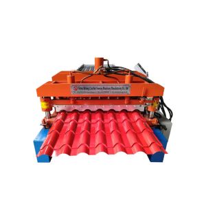 Bamboo Glazed Roof Tile Roll Forming Machine Metal Steel Step Tile Making