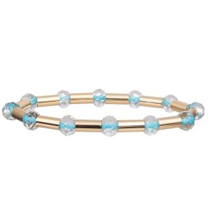 2023 New Style Gold Brass Shiny Tube With Multi Color Faced Crystal Stretchy