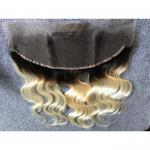 Long Russian Ombre Human Hair Extensions Body Wave With Ear to Ear 13"x4" Lace