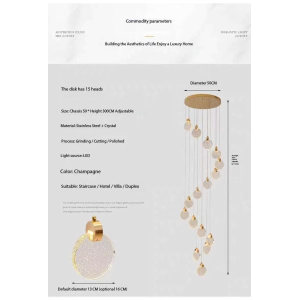 Indoor LED Pendant Lighting Modern Crystal Bedroom Hanging Light With Aluminum And Clear Crystal