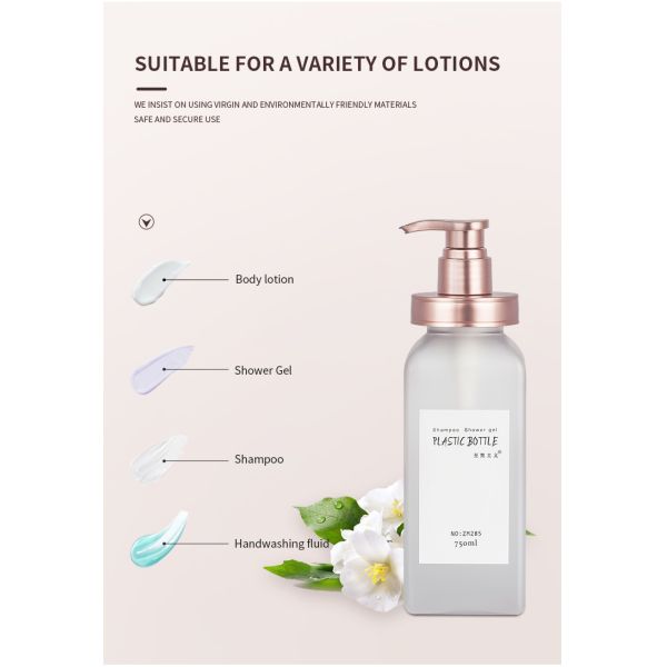 Rectangle Clear Matte PETG Cosmetic Plastic Jar Body Pump Shampoo Lotion Bottle