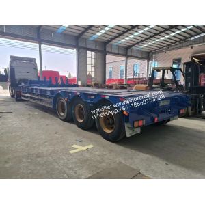 China Semi Lowbed Trailer 60t 3 Axle Low Bed Trailer Pull Containers Suitable for Pulling Construction Machinery and Excavators on sale