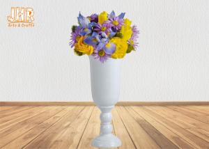 Wine Cup Design Glossy White Fiberglass Planters Floor Vases Large Planters