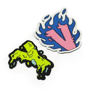 Personalized Iron On Woven Patch Metallic Threads Machine Weaving Technics