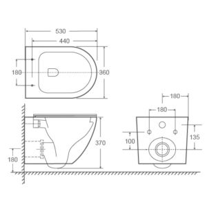 Modern New Mink Color Ceramic Rimless Washdown P Trap Wall Hung Toilet