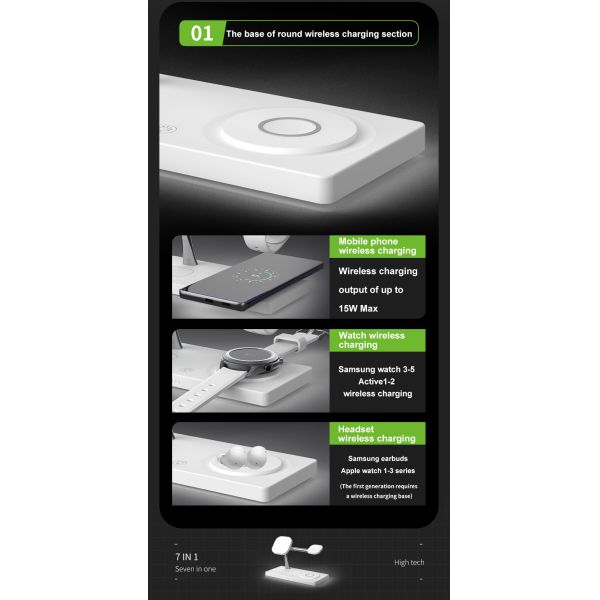 White And Black All-In-1 Magnetic Wireless Charger Support PD&QC3.0
